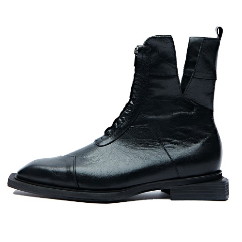 Sharped Square Toe Zip-up Boots &quot;BLACK&quot;
