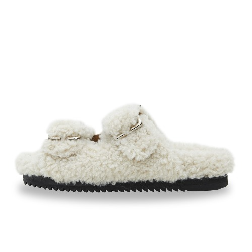 Double Buckle Fur Slippers &quot;IVORY&quot;