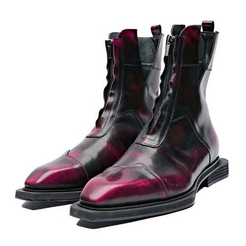 Sharped Square Toe Zip-up Boots &quot;BRUSH WINE&quot;