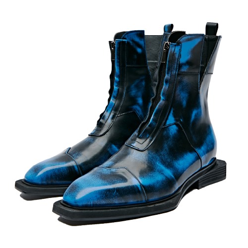 Sharped Square Toe Zip-up Boots &quot;BRUSH NAVY&quot;