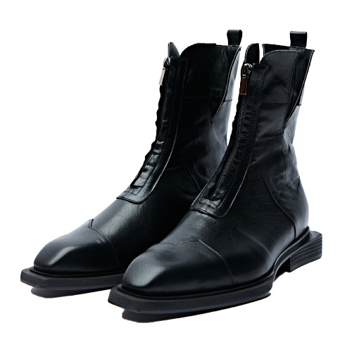 Sharped Square Toe Zip-up Boots &quot;BLACK&quot;