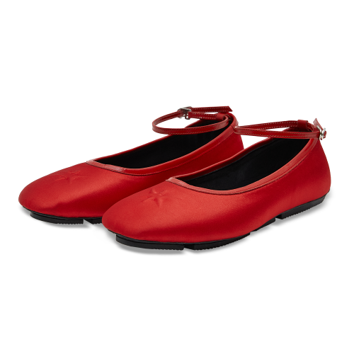 [YUNSE X NEGATIVETHREE] Hatch Flat Shoes &quot;RED&quot;