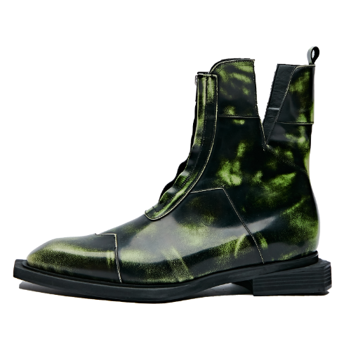 [40%OFF] Sharped Square Toe Zip-up Boots &quot;BRUSH GREEN WHITE&quot;