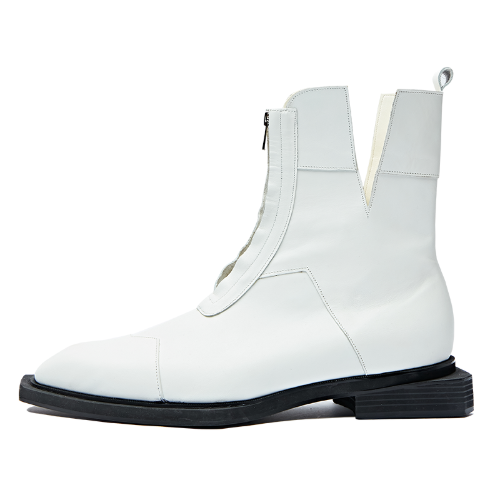 Sharped Square Toe Zip-up Boots &quot;WHITE&quot;