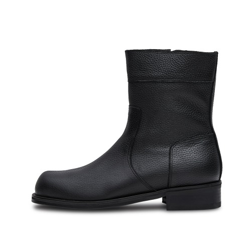 Side zip-up middle boots &quot;BLACK&quot;