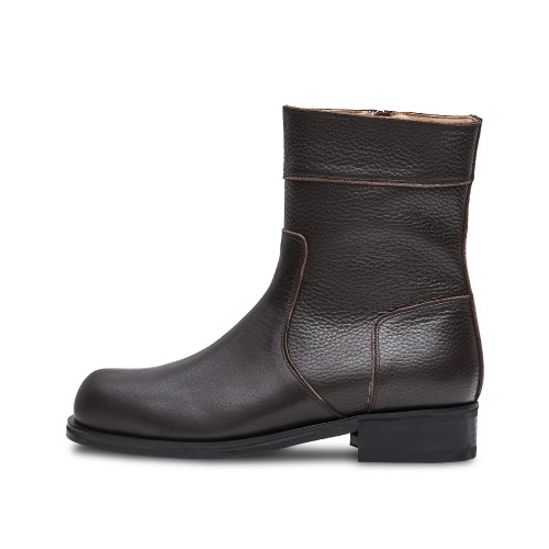 Side zip-up middle boots &quot;BROWN&quot;