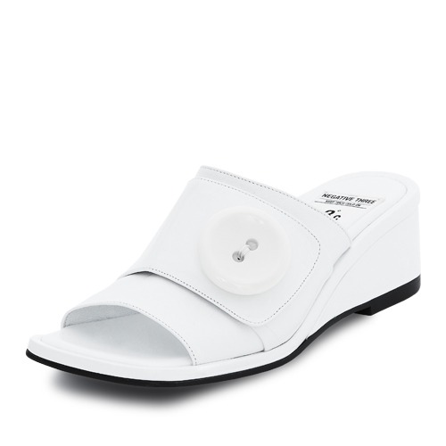 Open Toe Wedge Heel Slippers  “WHITE COMBO”