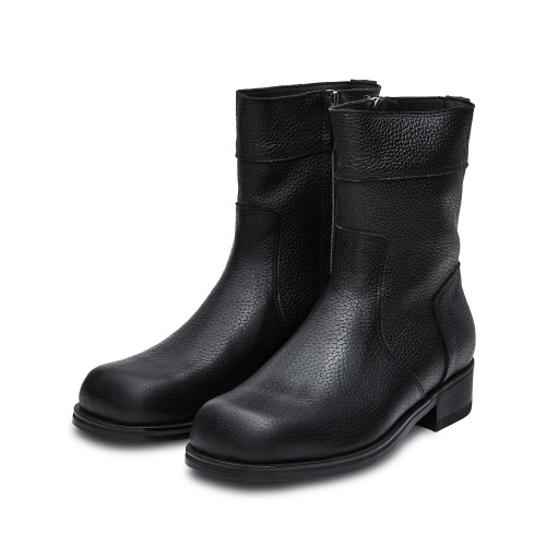 Side zip-up middle boots &quot;BLACK&quot;